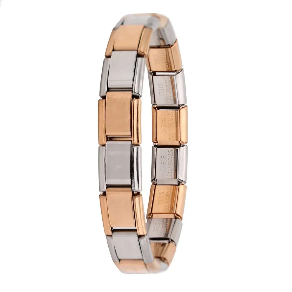 Italian Elastic Charm Bracelet 9mm Width Fashion Stainless Steel Bangle Women's Jewelry