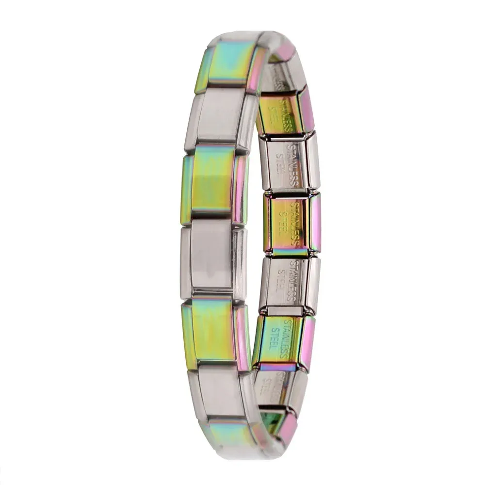 Italian Elastic Charm Bracelet 9mm Width Fashion Stainless Steel Bangle Women's Jewelry