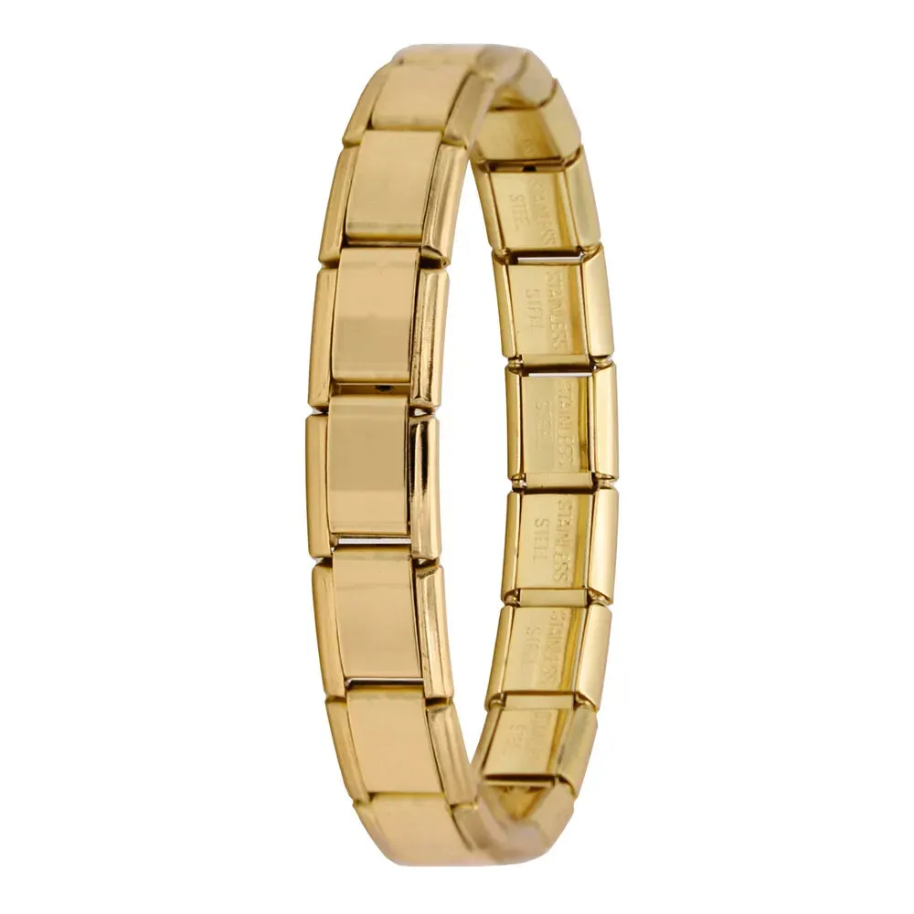 Italian Elastic Charm Bracelet 9mm Width Fashion Stainless Steel Bangle Women's Jewelry