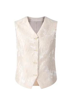 Ivory Flora Jacquard Women's Vest