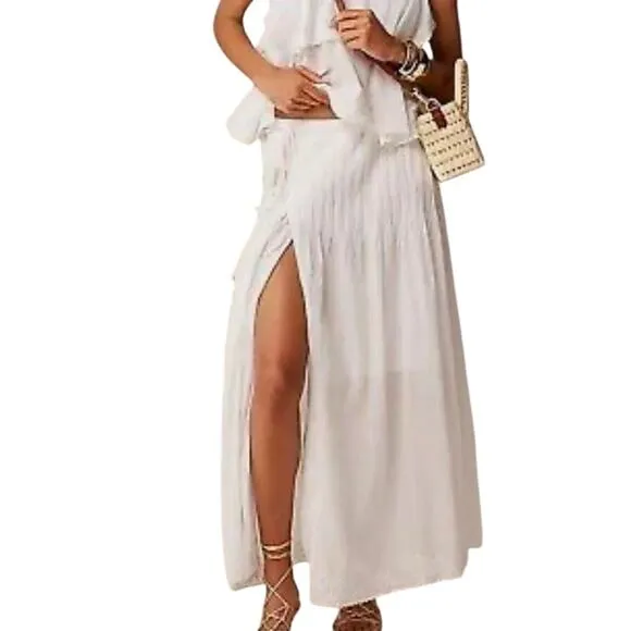 J Crew Womens Size 8 Embroidered Side Tie Skirt Cotton Voile White CA737 Boho