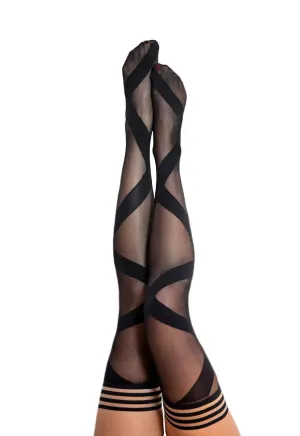 Jackie - Semi Sheer Thigh High - Size a - Black
