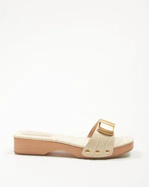 Jacquemus Cream Croc Embossed Sandal - 39
