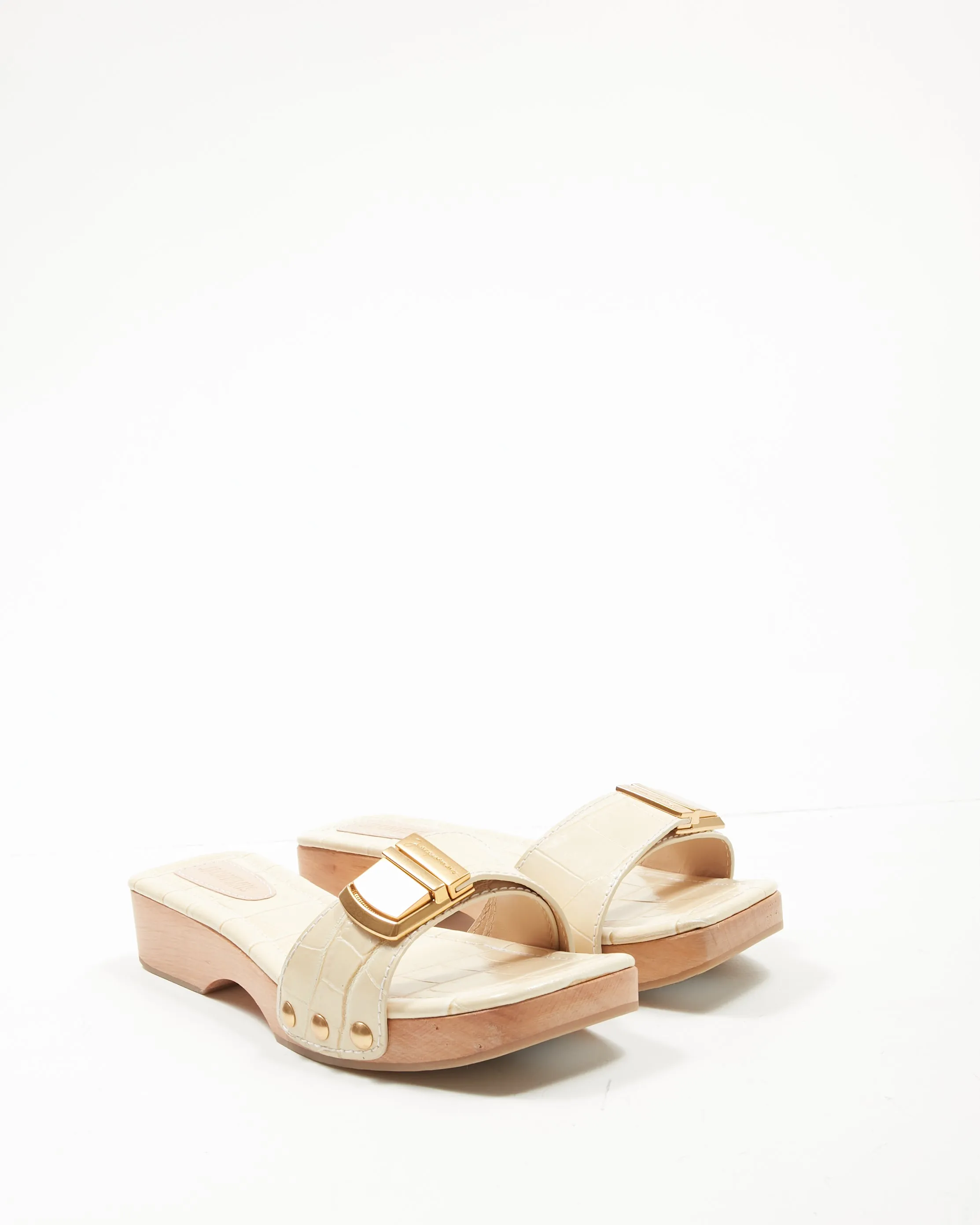 Jacquemus Cream Croc Embossed Sandal - 39