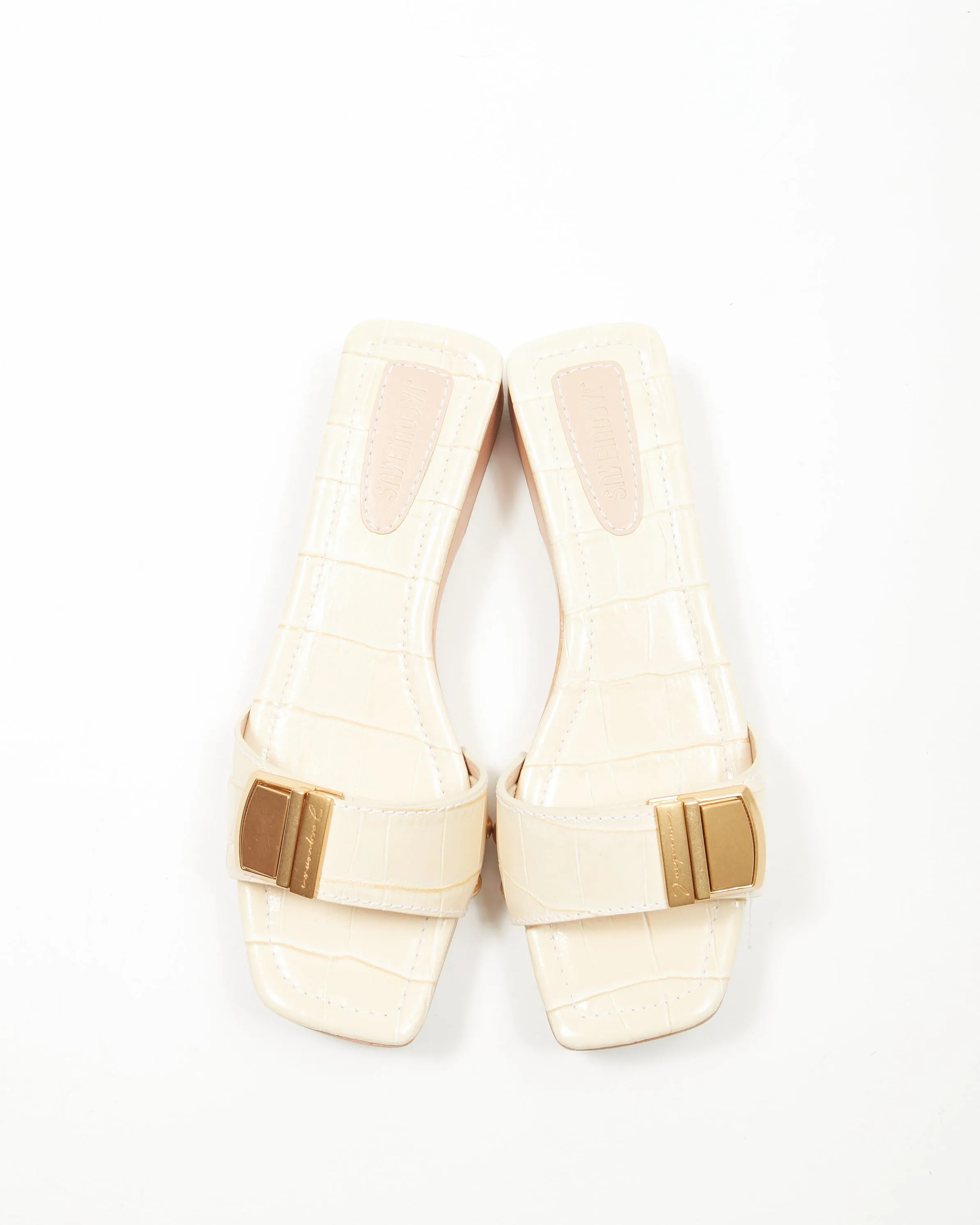 Jacquemus Cream Croc Embossed Sandal - 39
