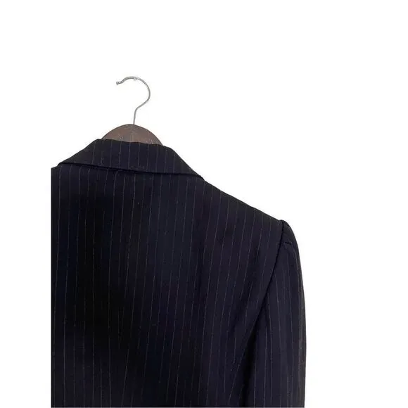 John Richmond Women's Black Striped Formal Wool Blazer Suit Jacket Size 10