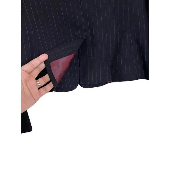 John Richmond Women's Black Striped Formal Wool Blazer Suit Jacket Size 10