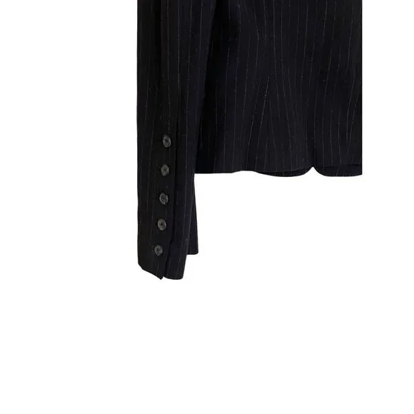 John Richmond Women's Black Striped Formal Wool Blazer Suit Jacket Size 10