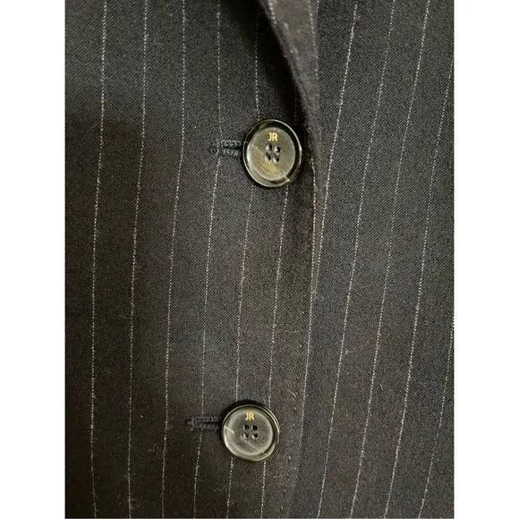 John Richmond Women's Black Striped Formal Wool Blazer Suit Jacket Size 10