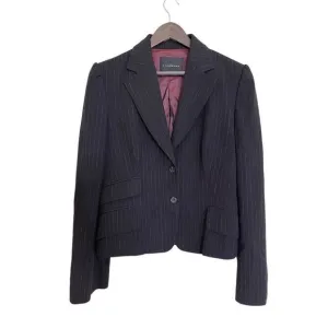 John Richmond Women's Black Striped Formal Wool Blazer Suit Jacket Size 10