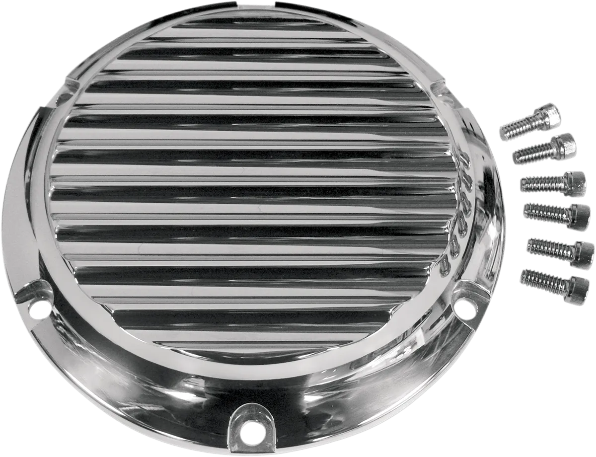Joker Machine 10-690B Billet Derby Cover - Finned Black Anodized