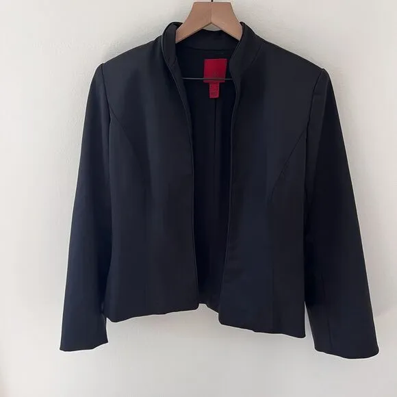 JS Collection Black Short Jacket Blazer Satin - Size 8
