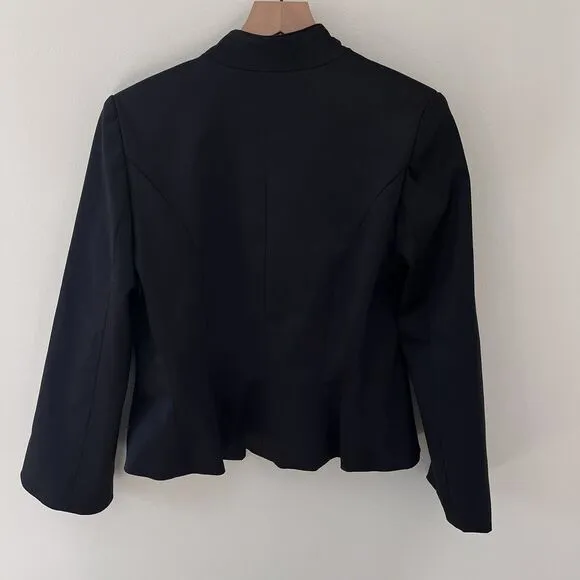 JS Collection Black Short Jacket Blazer Satin - Size 8