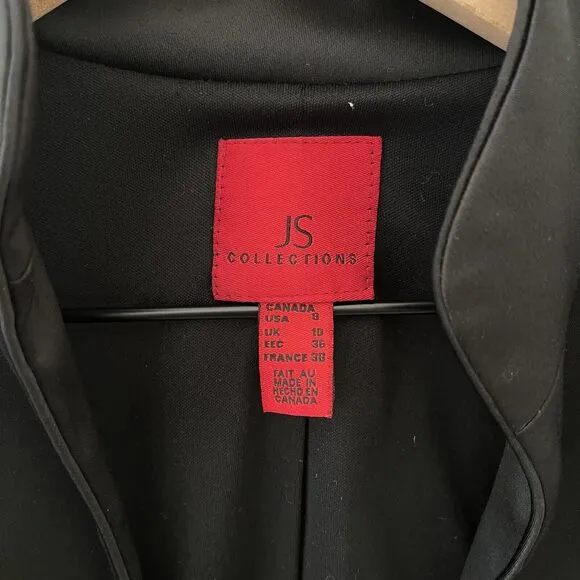 JS Collection Black Short Jacket Blazer Satin - Size 8