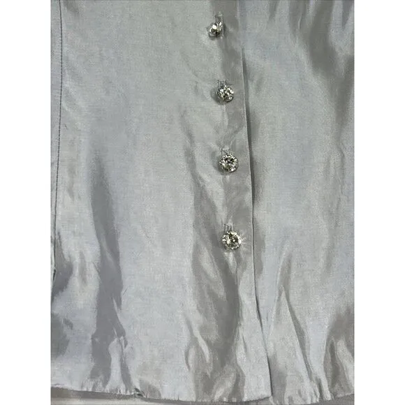 JS Collection Satin 2 Piece Blouse and Skirt Set Women's Size 12 Blue Gray