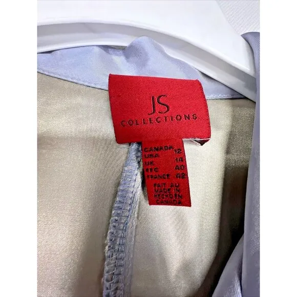 JS Collection Satin 2 Piece Blouse and Skirt Set Women's Size 12 Blue Gray