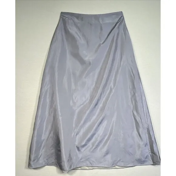 JS Collection Satin 2 Piece Blouse and Skirt Set Women's Size 12 Blue Gray