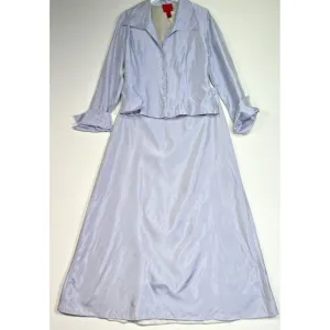 JS Collection Satin 2 Piece Blouse and Skirt Set Women's Size 12 Blue Gray