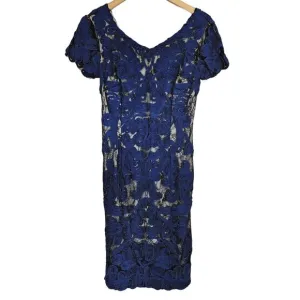 JS Collections Soutache Sheath Dress Navy Blue Women's 8 Wedding Guest