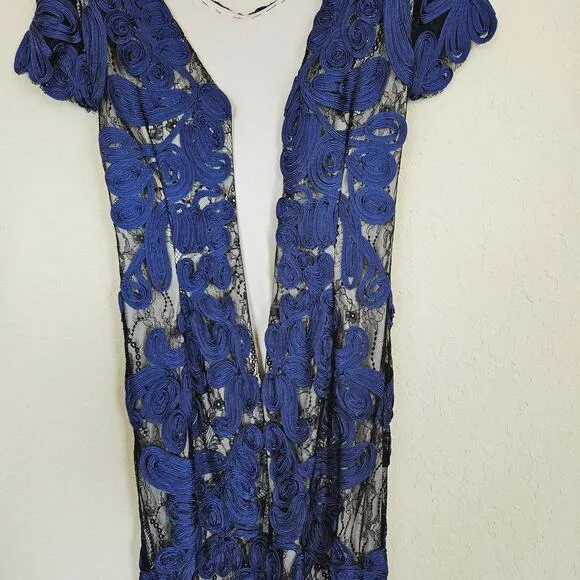 JS Collections Soutache Sheath Dress Navy Blue Women's 8 Wedding Guest