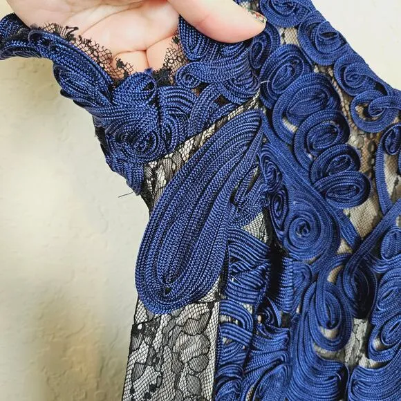 JS Collections Soutache Sheath Dress Navy Blue Women's 8 Wedding Guest