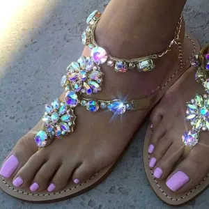 Ladies Flip Flops Ladies Crystal Beach Sliders Casual Slippers Shoes