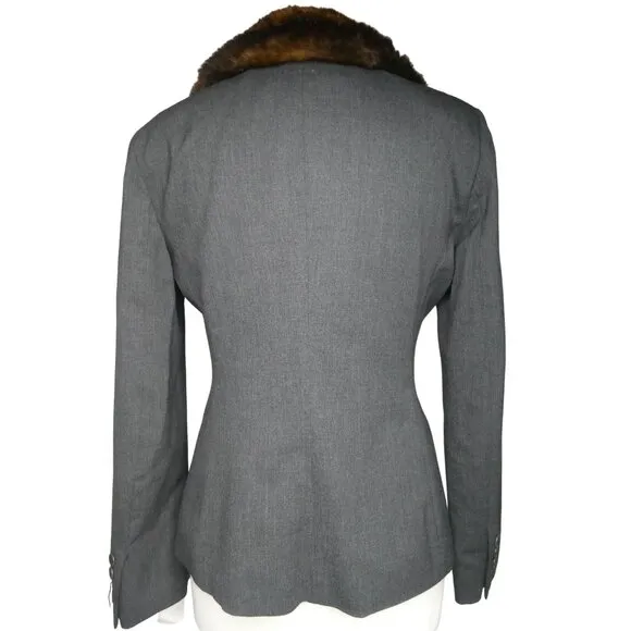 Lauren Ralph Lauren Wool Blazer Fur Collar Women's Size 6