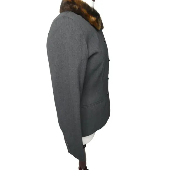 Lauren Ralph Lauren Wool Blazer Fur Collar Women's Size 6
