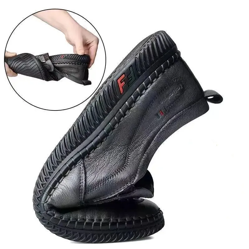 Leather Loafers – Non-slip Walking Flats, Breathable Outdoor Slip-on Casual Shoes for Men, Work Office Driving Sneakers