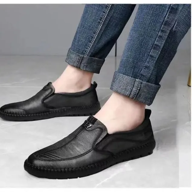 Leather Loafers – Non-slip Walking Flats, Breathable Outdoor Slip-on Casual Shoes for Men, Work Office Driving Sneakers