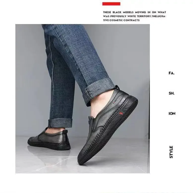 Leather Loafers – Non-slip Walking Flats, Breathable Outdoor Slip-on Casual Shoes for Men, Work Office Driving Sneakers