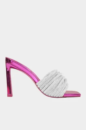Lena Metallic Crystal Mule in Fuchsia