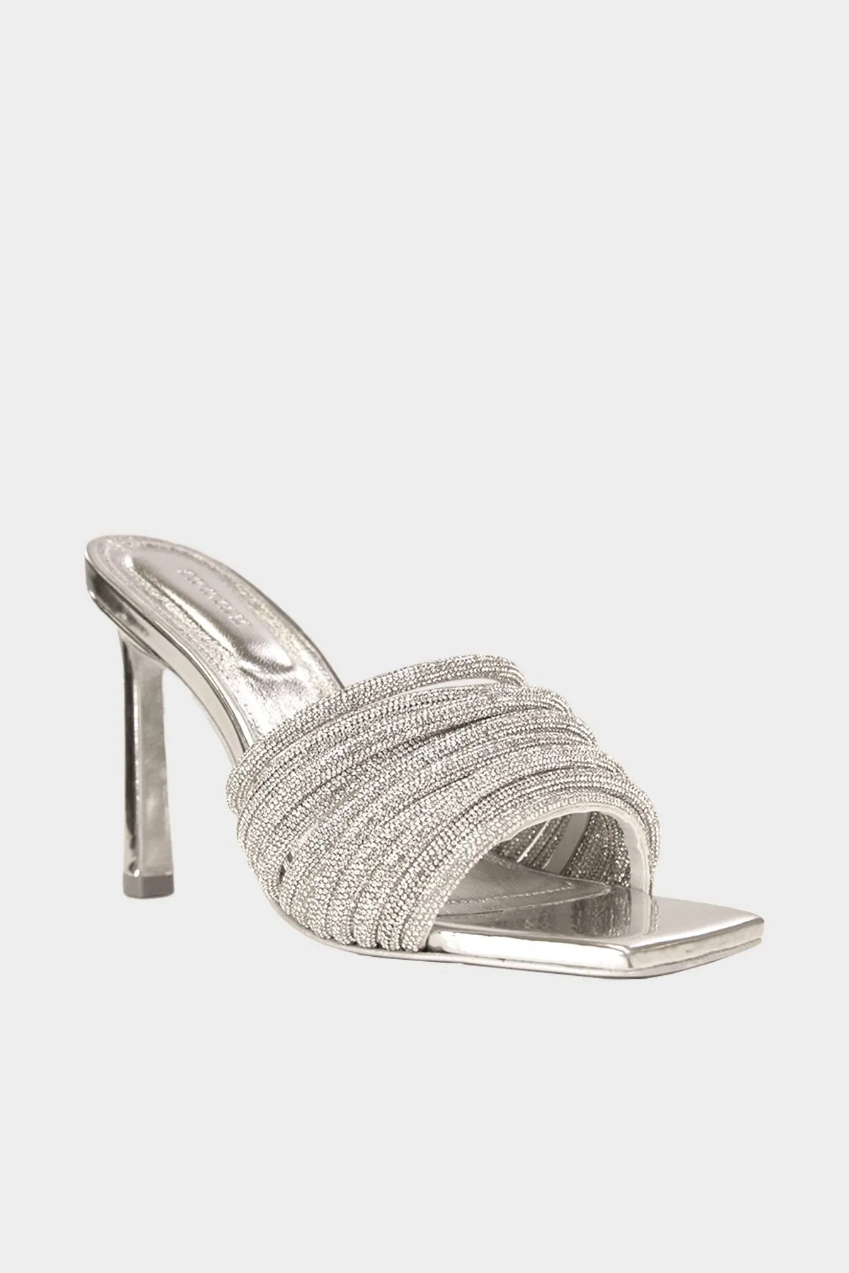 Lena Metallic Crystal Mule in Silver