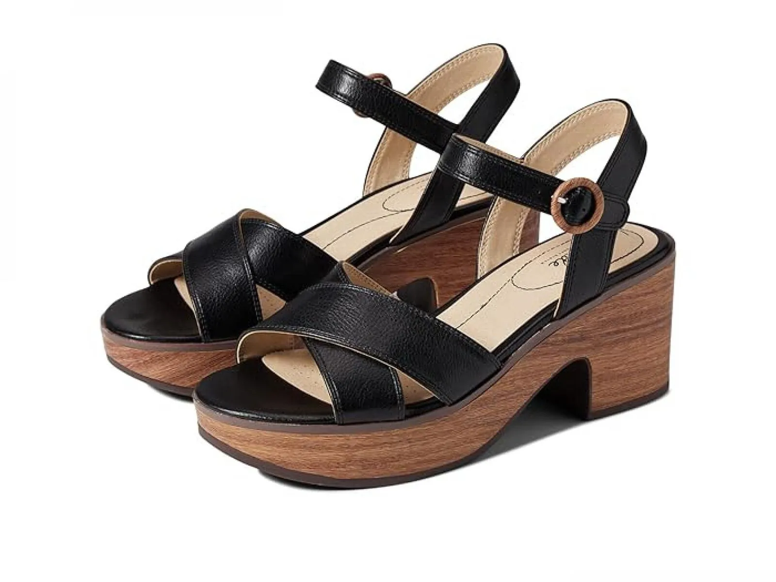 Lifestride Womens Peachy Ankle Strap Heels Sandals Shoes H9204S1 Black 8M