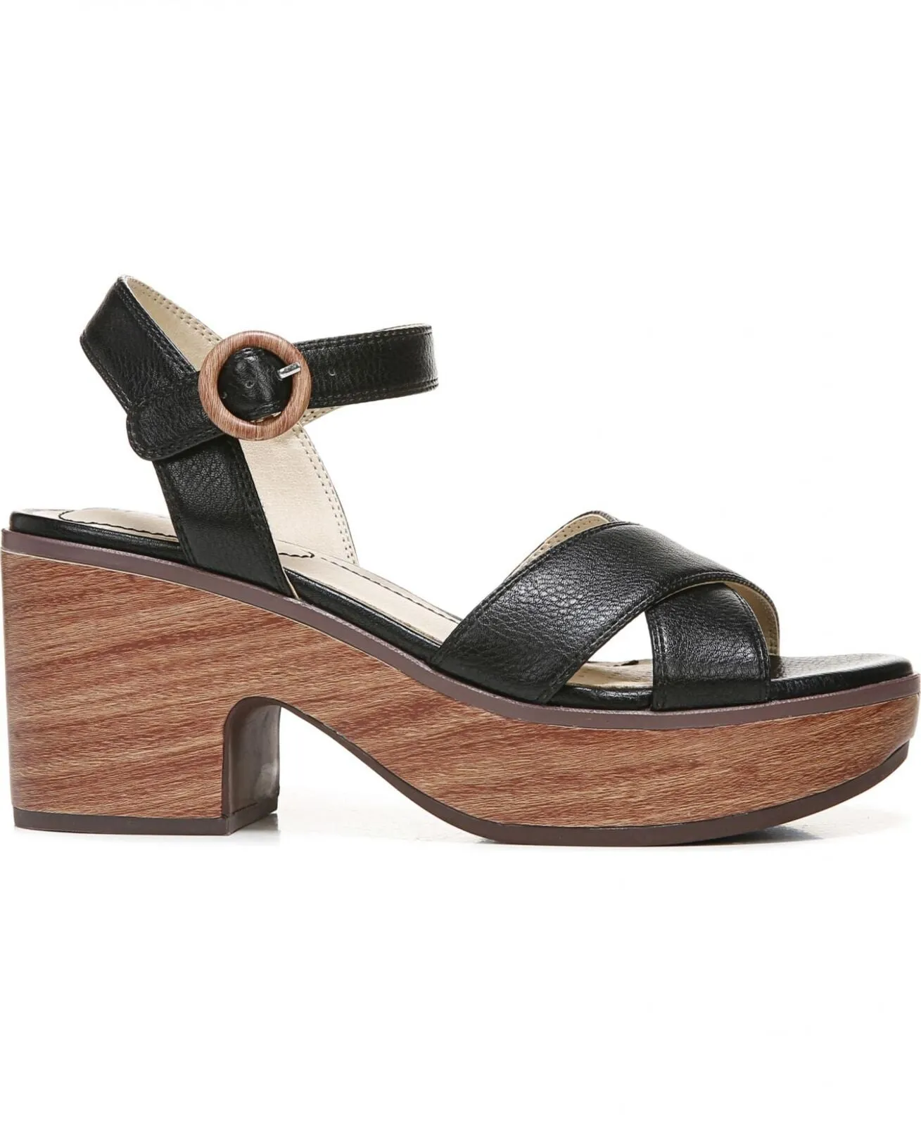 Lifestride Womens Peachy Ankle Strap Heels Sandals Shoes H9204S1 Black 8M