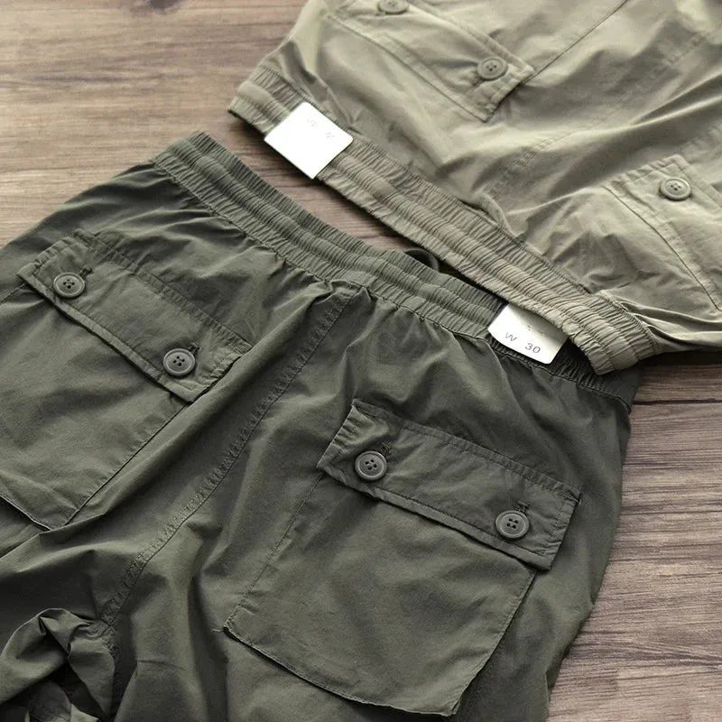Lightweight Quick-Drying Thin Tooling Pants - Men's Fashion Pure Cotton Loose Casual Sport Ankle-Length Pants