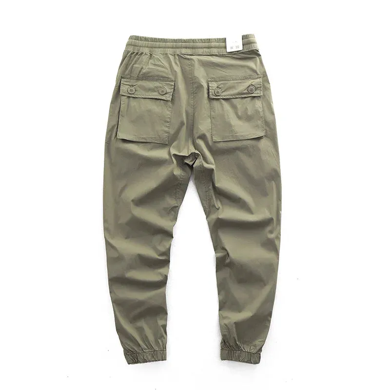 Lightweight Quick-Drying Thin Tooling Pants - Men's Fashion Pure Cotton Loose Casual Sport Ankle-Length Pants