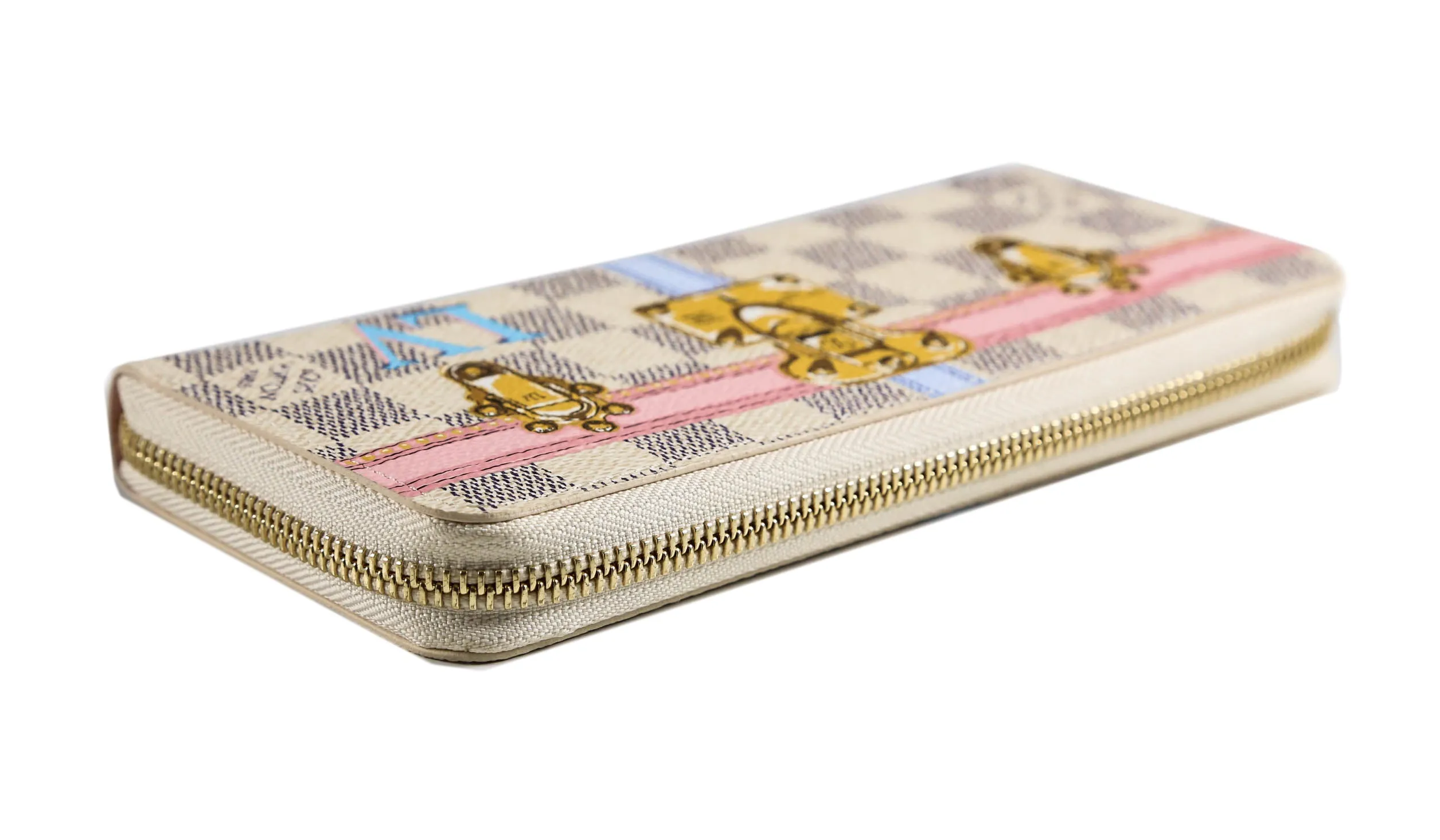 Limited Edition Louis Vuitton Clemence Damier Summer Trunks White Canvas Wallet