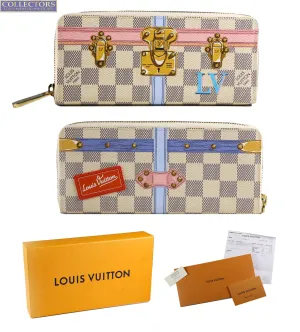 Limited Edition Louis Vuitton Clemence Damier Summer Trunks White Canvas Wallet