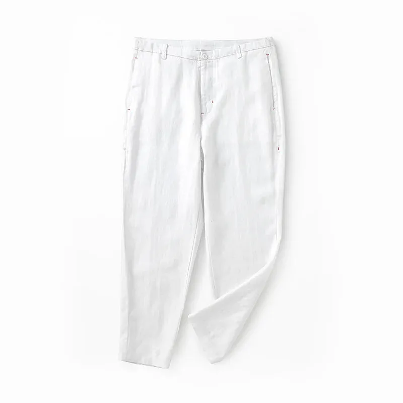 Linen Pants: Four-color Casual Nine-point Retro Loose Breathable Trousers