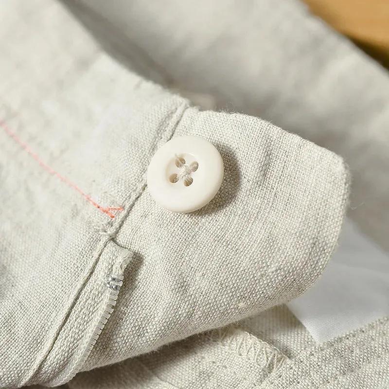 Linen Pants: Four-color Casual Nine-point Retro Loose Breathable Trousers