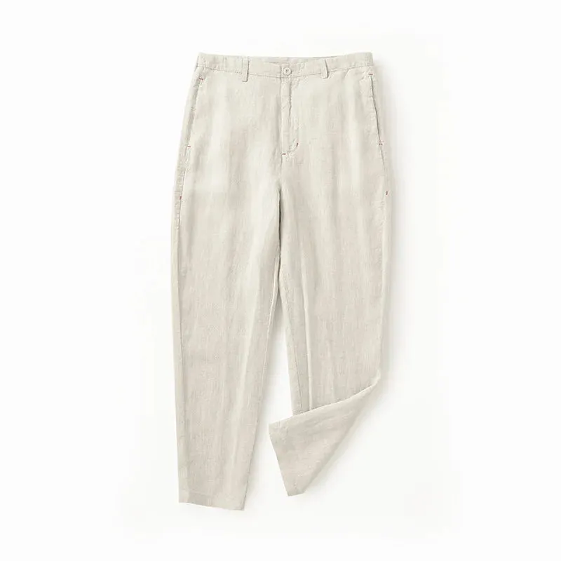 Linen Pants: Four-color Casual Nine-point Retro Loose Breathable Trousers