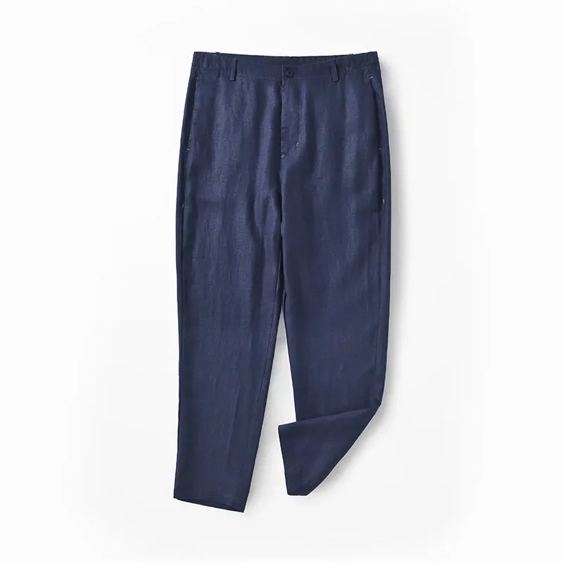 Linen Pants: Four-color Casual Nine-point Retro Loose Breathable Trousers