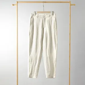 Linen Pants: Four-color Casual Nine-point Retro Loose Breathable Trousers