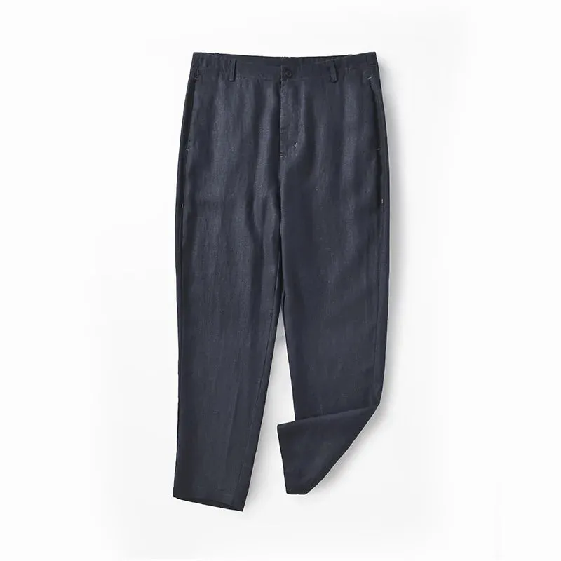 Linen Pants: Four-color Casual Nine-point Retro Loose Breathable Trousers