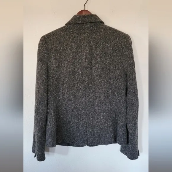 L.L. Bean Vintage‎ Wool Silk Blend Herringbone Grey Blazer Women's Medium