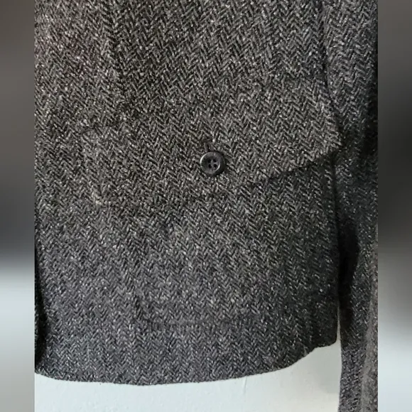 L.L. Bean Vintage‎ Wool Silk Blend Herringbone Grey Blazer Women's Medium