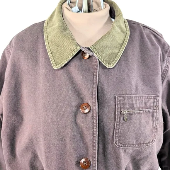 L.L.Bean Women's XL Brown Cotton  Canvas Chore Jacket w/Removable Wool Lining