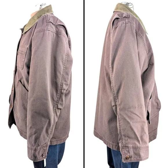 L.L.Bean Women's XL Brown Cotton  Canvas Chore Jacket w/Removable Wool Lining