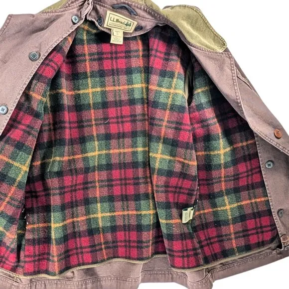 L.L.Bean Women's XL Brown Cotton  Canvas Chore Jacket w/Removable Wool Lining